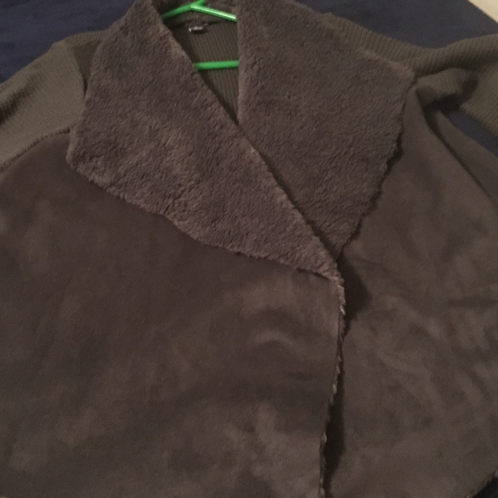 Faux suede front sweater